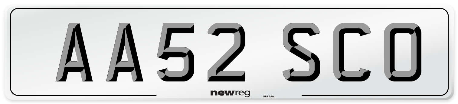 AA52 SCO Number Plate from New Reg
